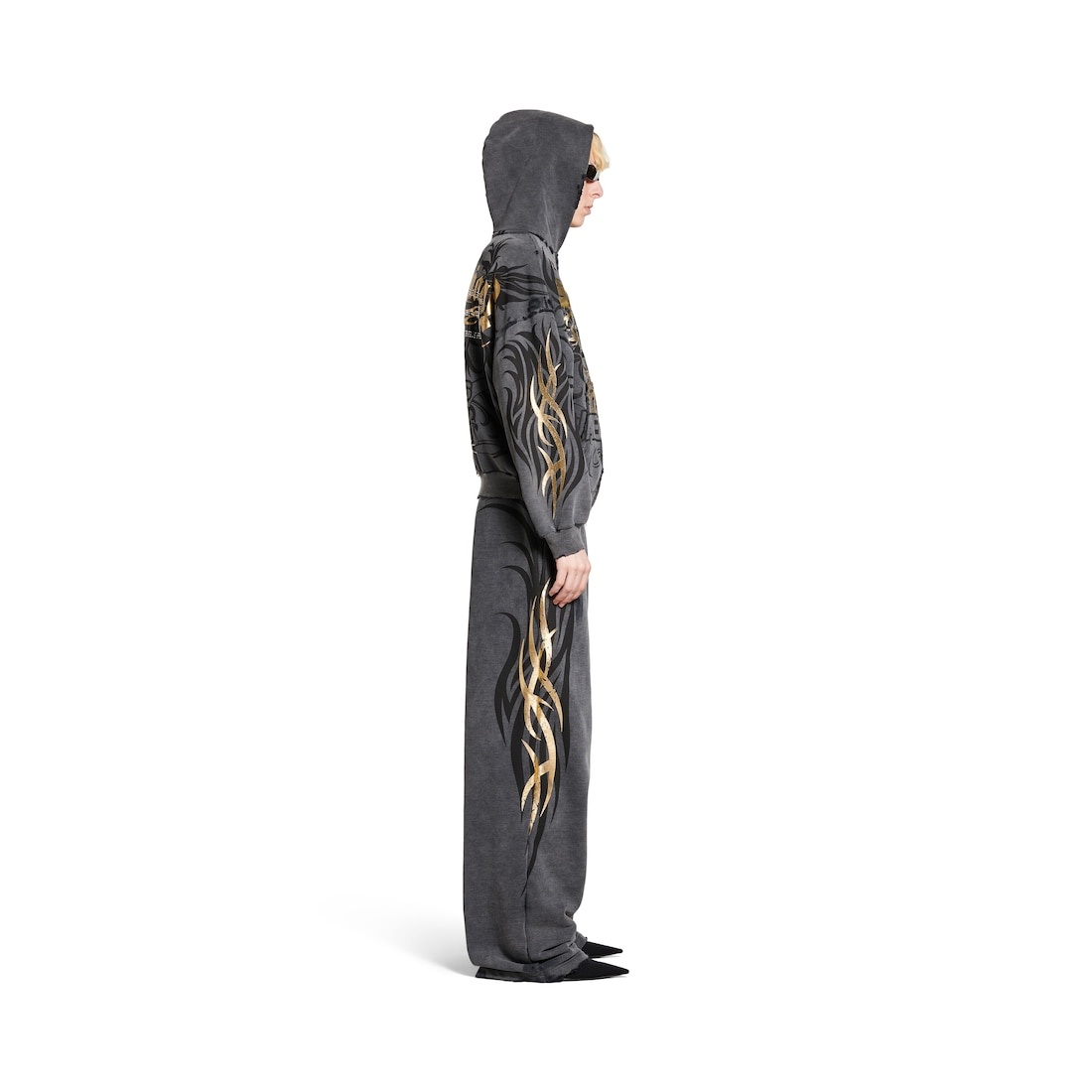 Men's Tacky Gold Zip-up Hoodie Regular Fit in Black - 3