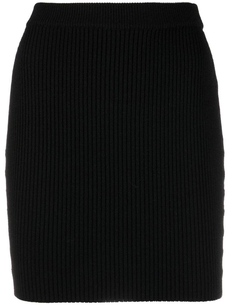 high-waisted knitted mini skirt - 2