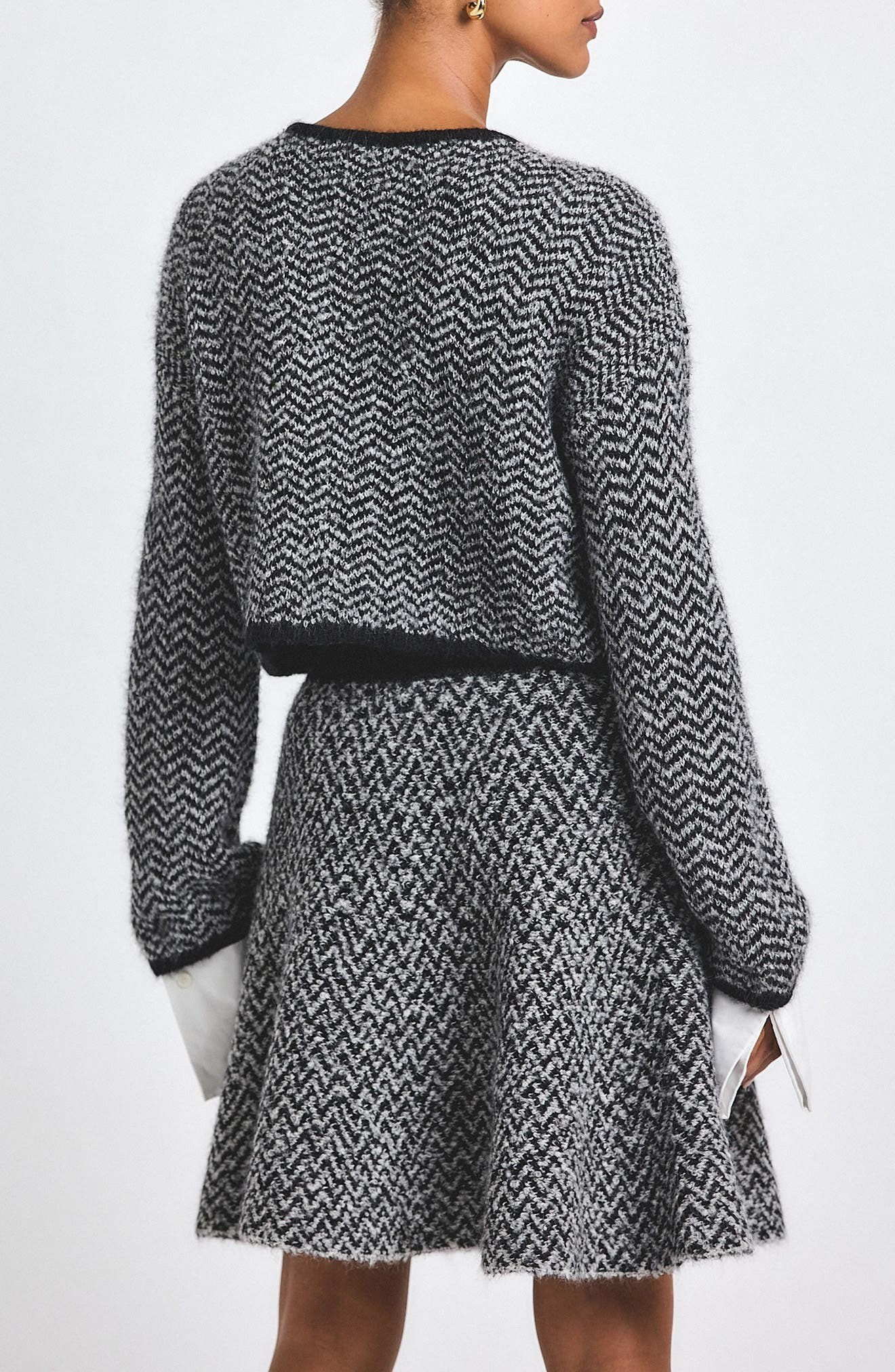 Derek Lam 10 Crosby Sabine Crop Cardigan in Black/White at Nordstrom - 2