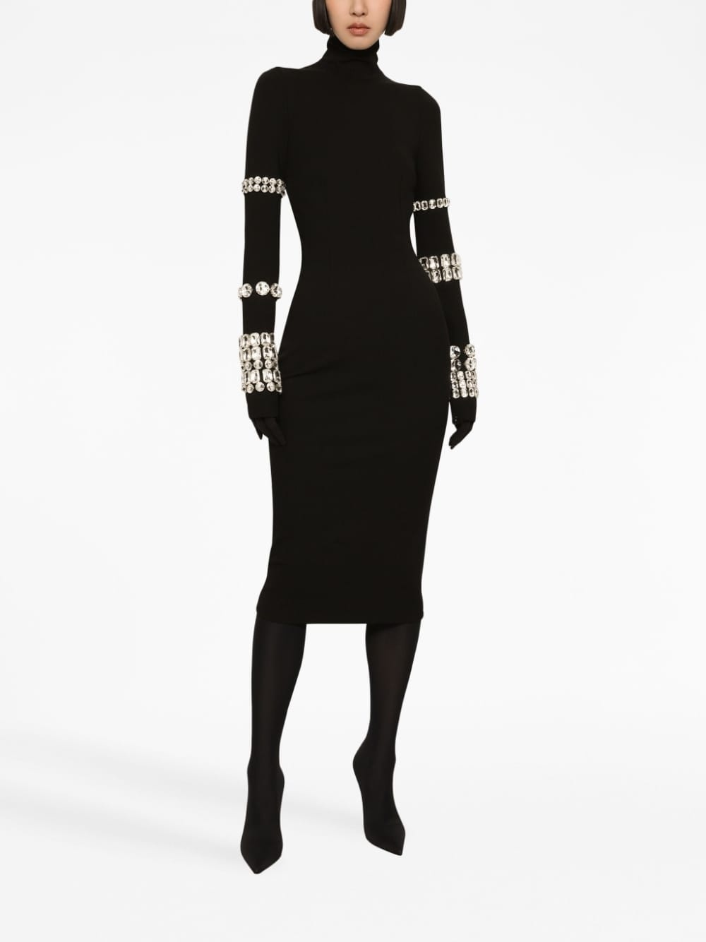 x Kim Kardashian embellished stretch-knit midi dress - 2