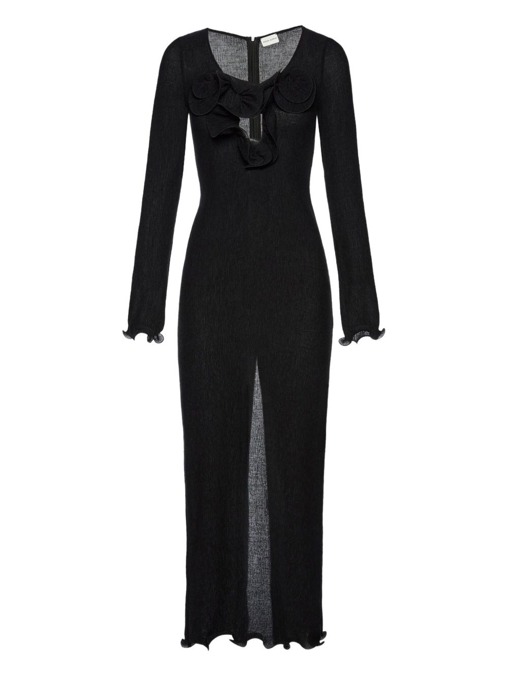 floral-appliqué long-sleeve dress - 1