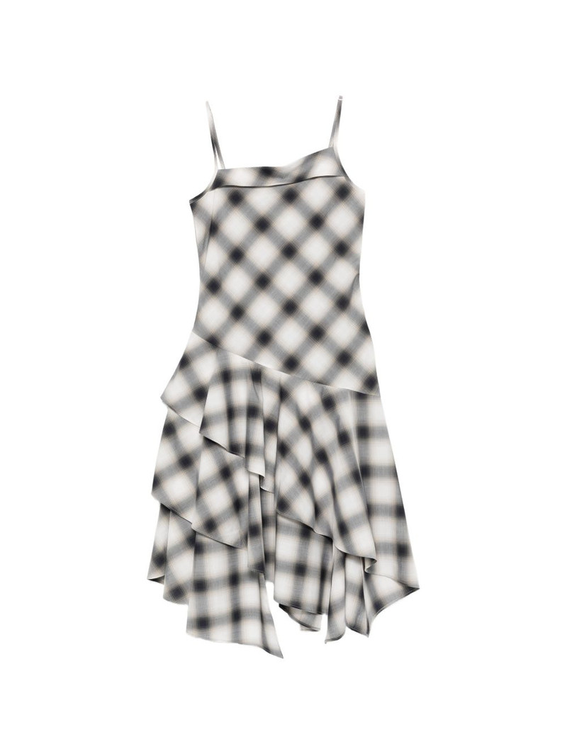 ruffled-detail check-pattern midi dress 1