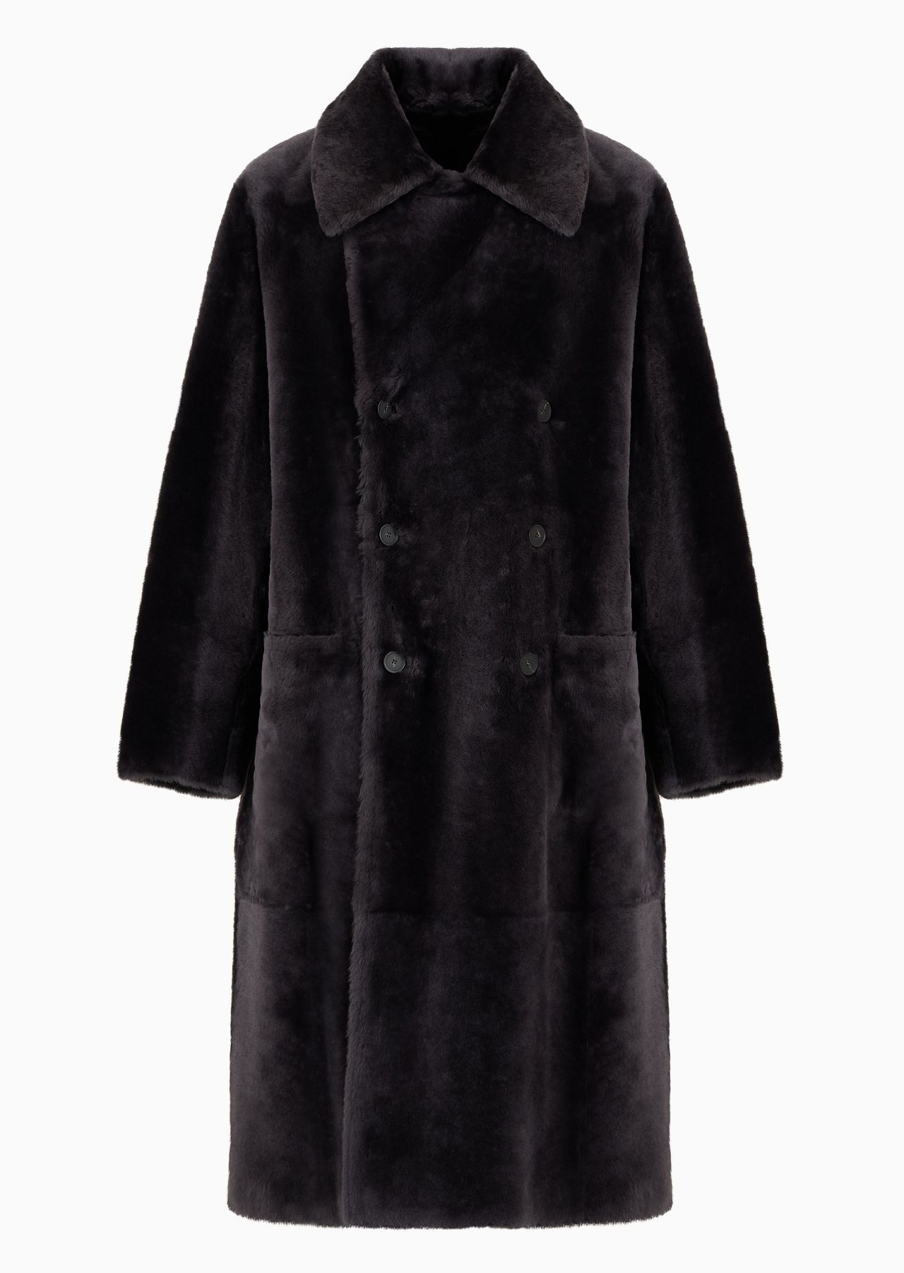 Reversible, double-breasted sheepskin coat in Italian merino shearling - 1