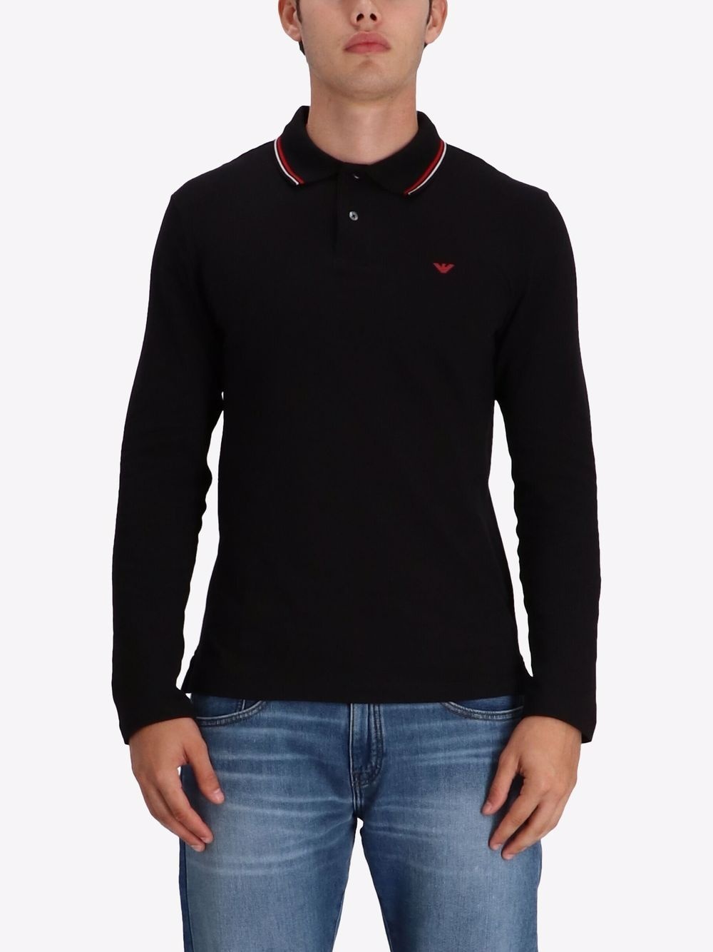 embroidered-logo long-sleeved polo shirt - 3