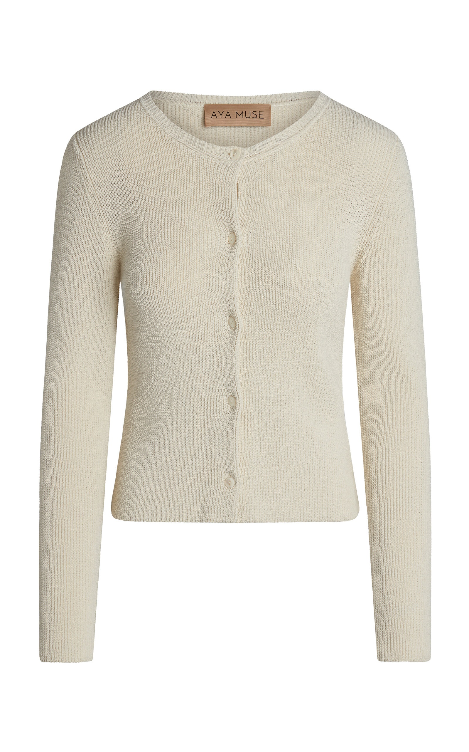 Eris Ribbed-Knit Stretch-Cotton Cardigan off-white - 1