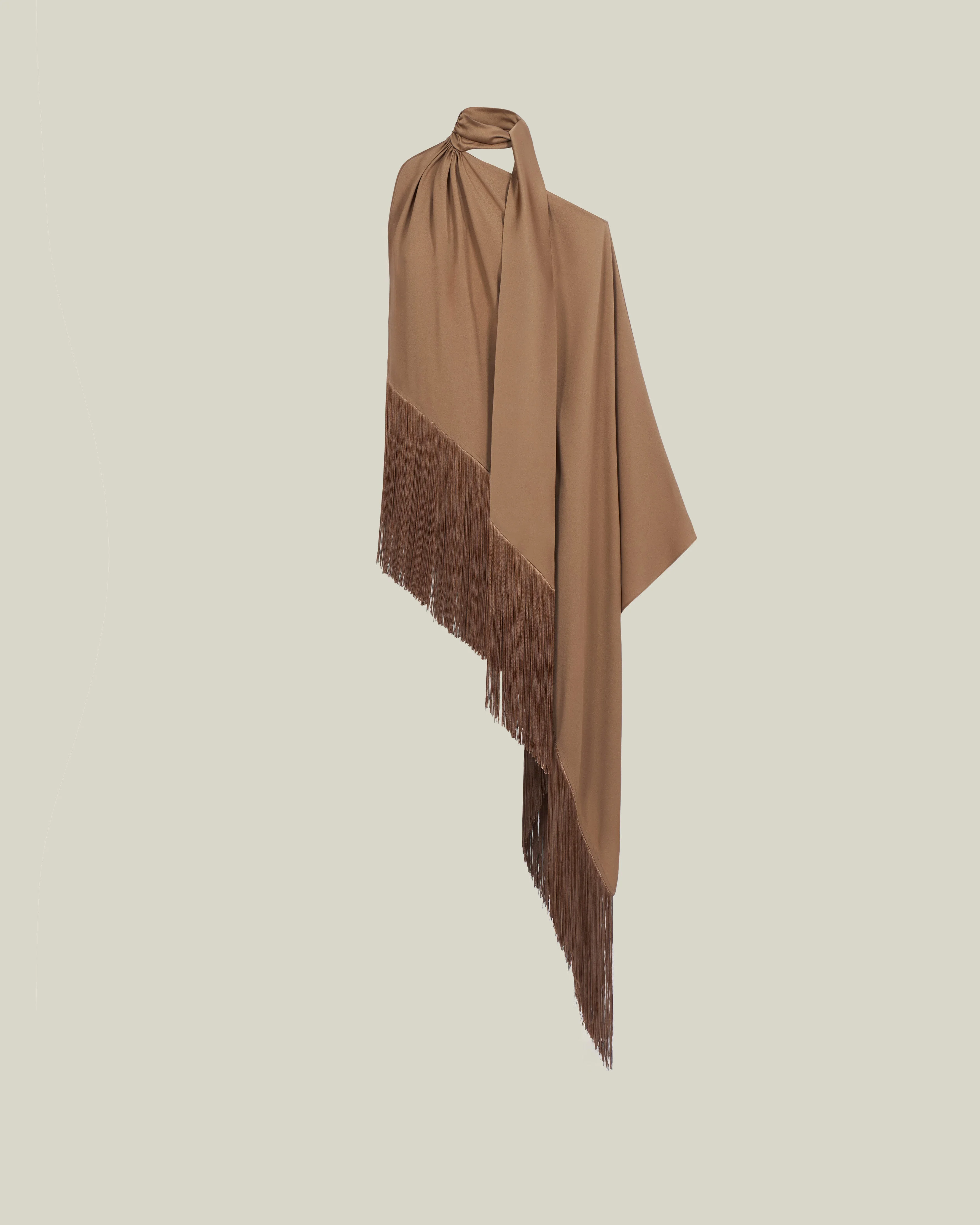Fringed Atlas Blouse in Camel - 1