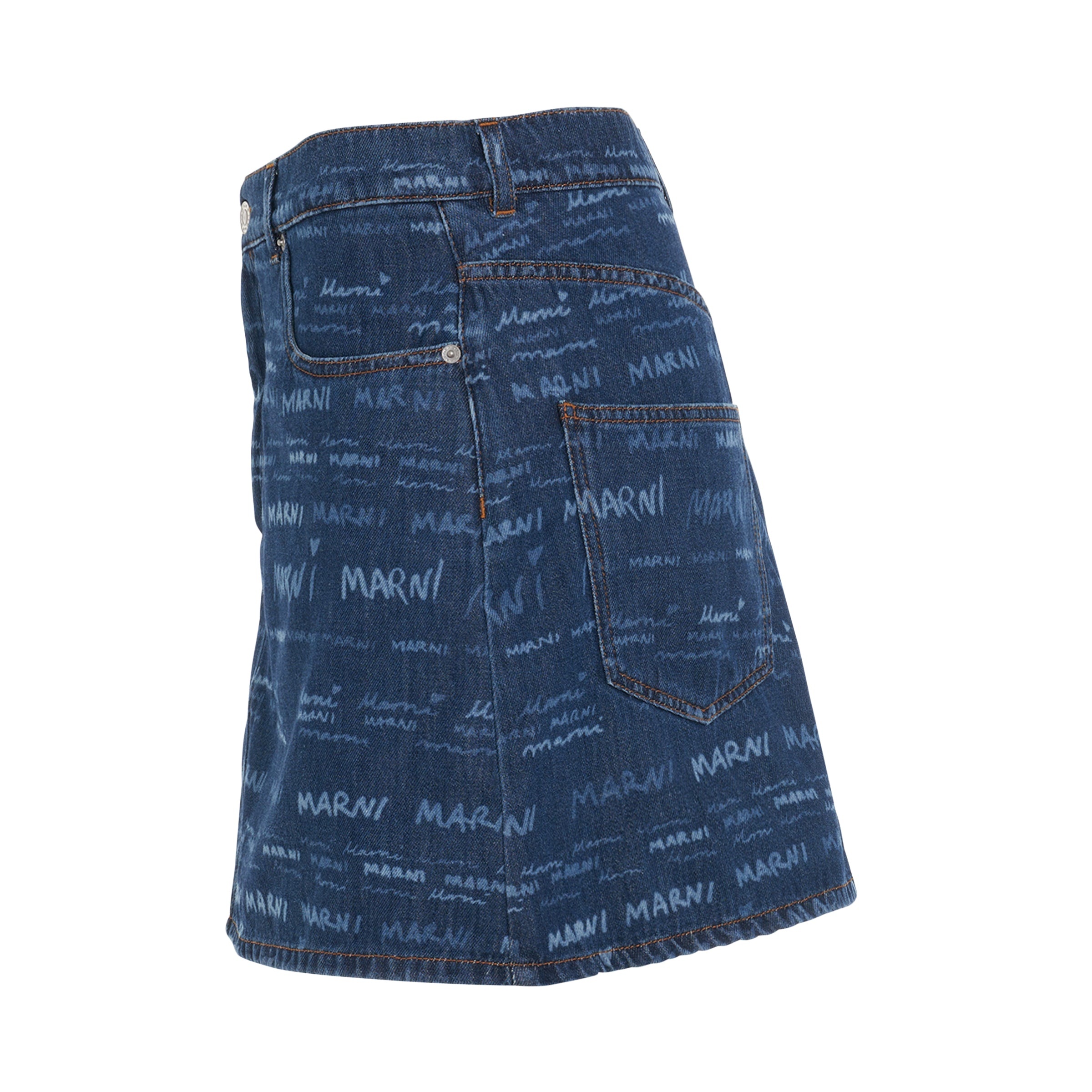 All Over Logo Skirt in Iris Blue - 3