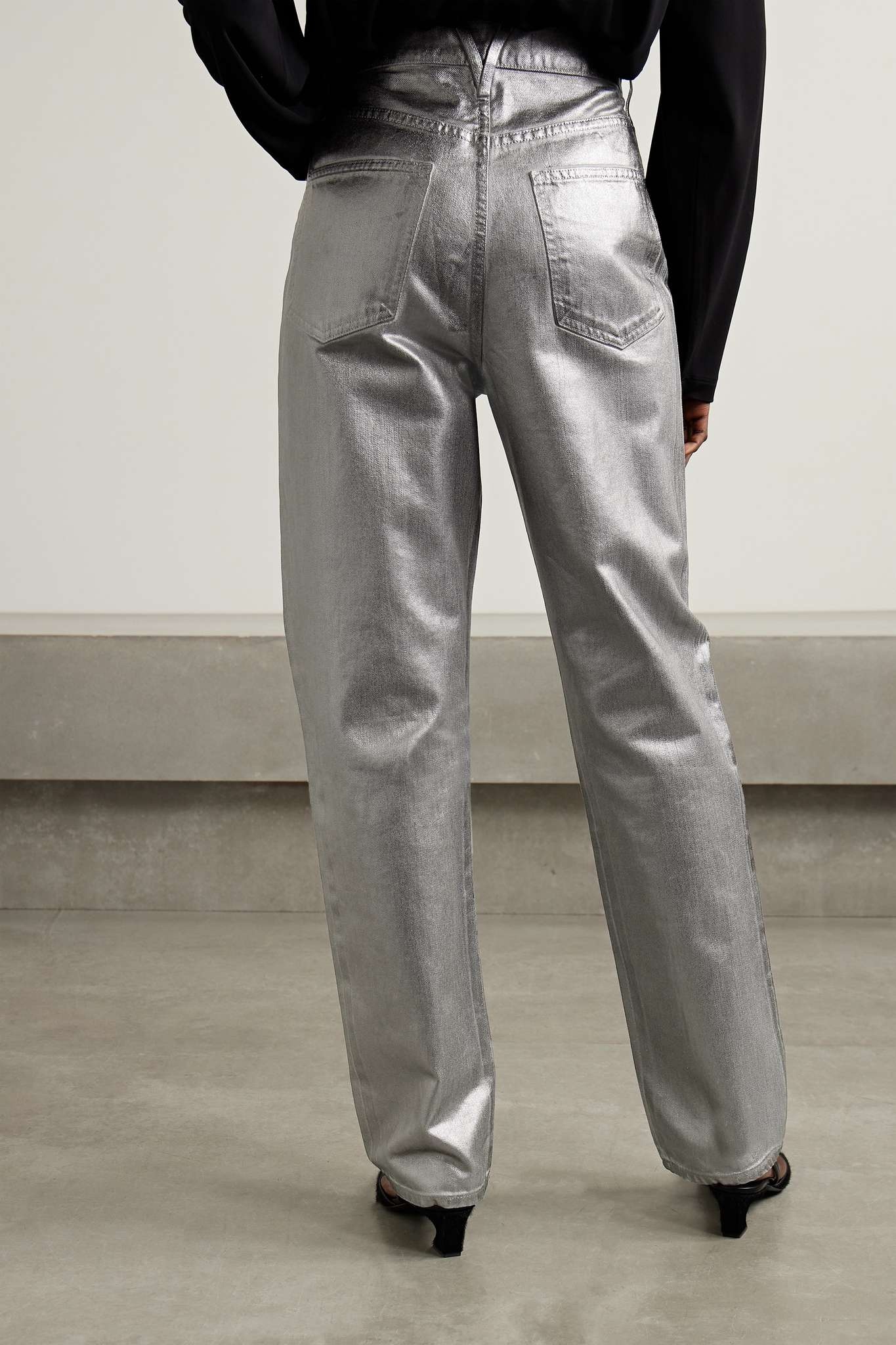Daniela high-rise straight-leg metallic coated jeans - 4