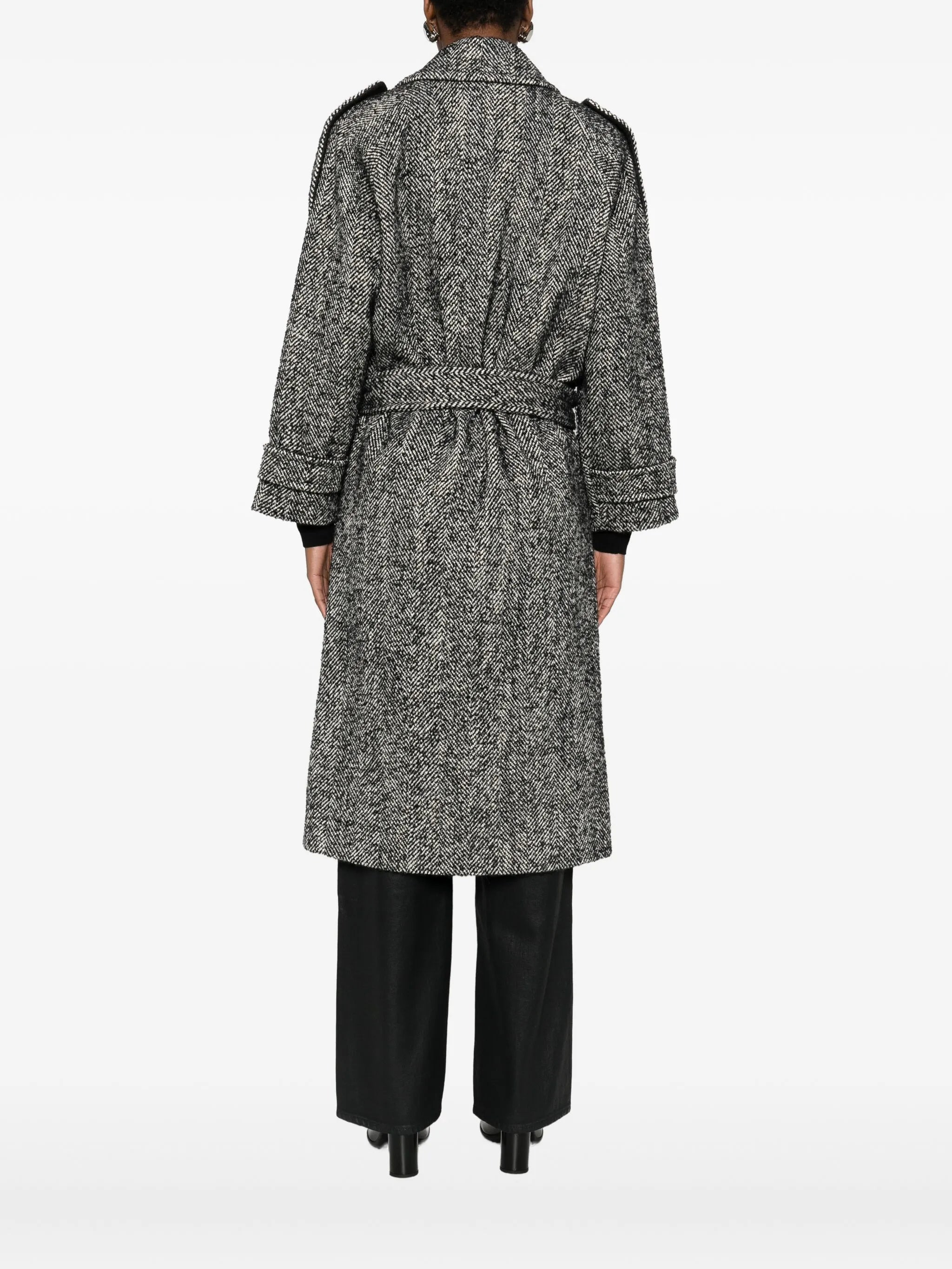 Pinko Herringbone-pattern Belted Coat - 4