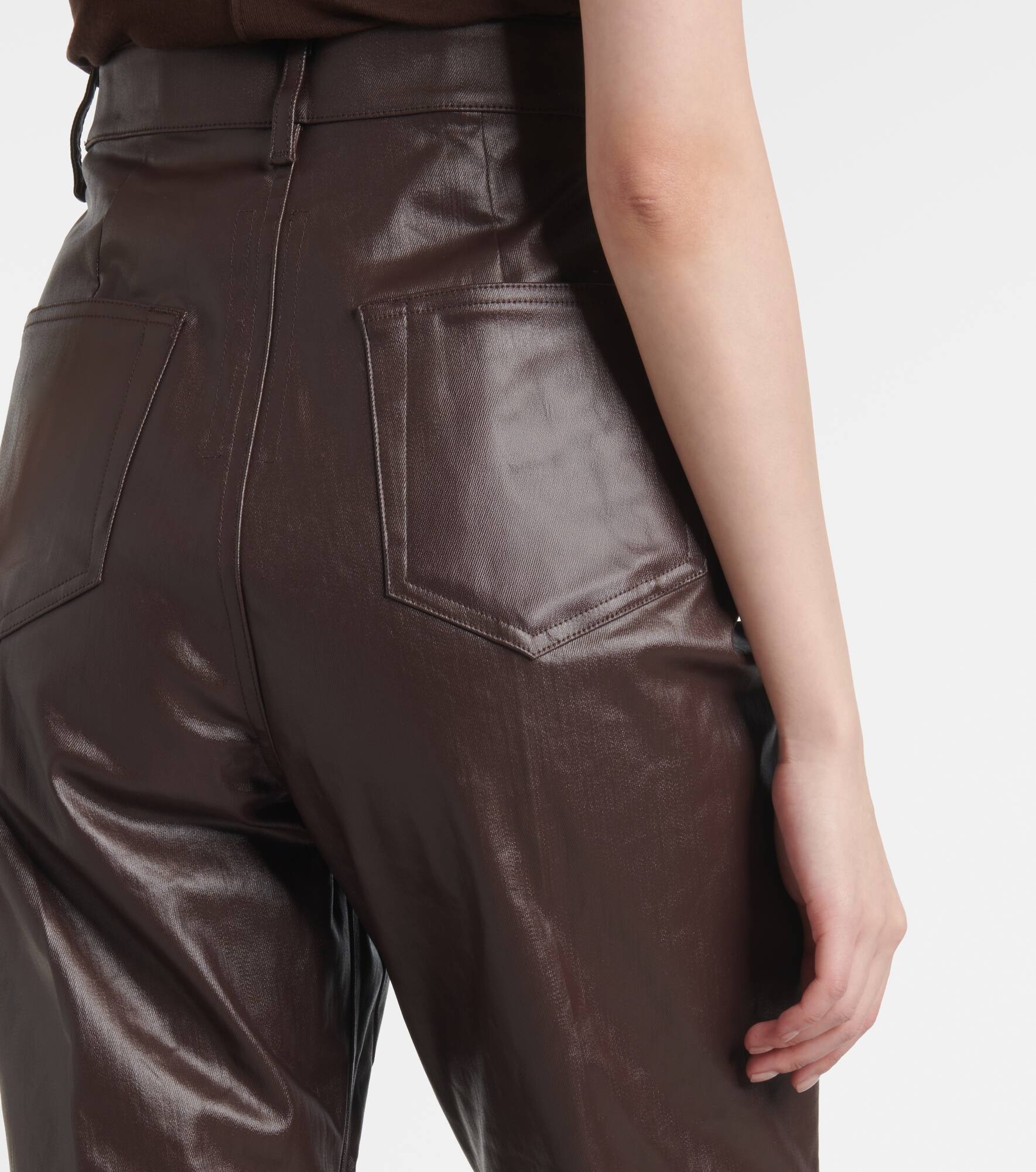 High-rise coated canvas straight pants - 6