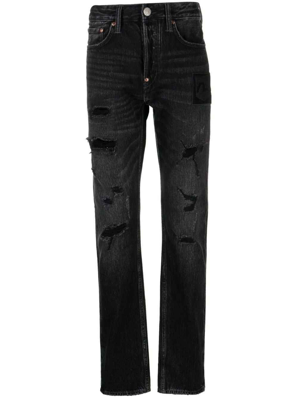 mid-rise distressed jeans - 1