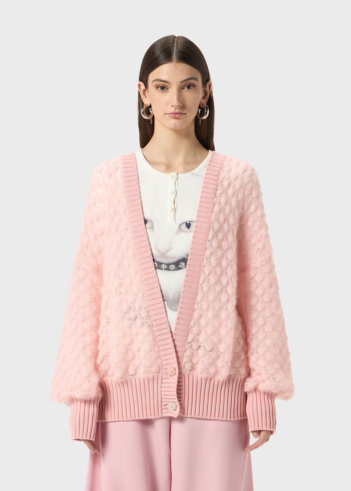OVERSIZED OPENWORK KNIT CARDIGAN - 3