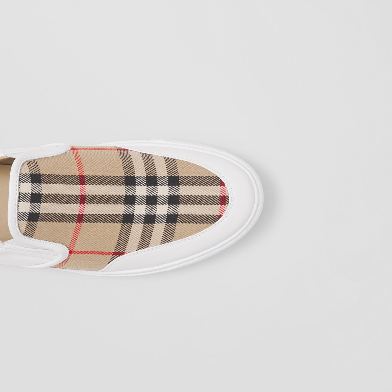 Leather and Vintage Check Slip-on Sneakers - 2