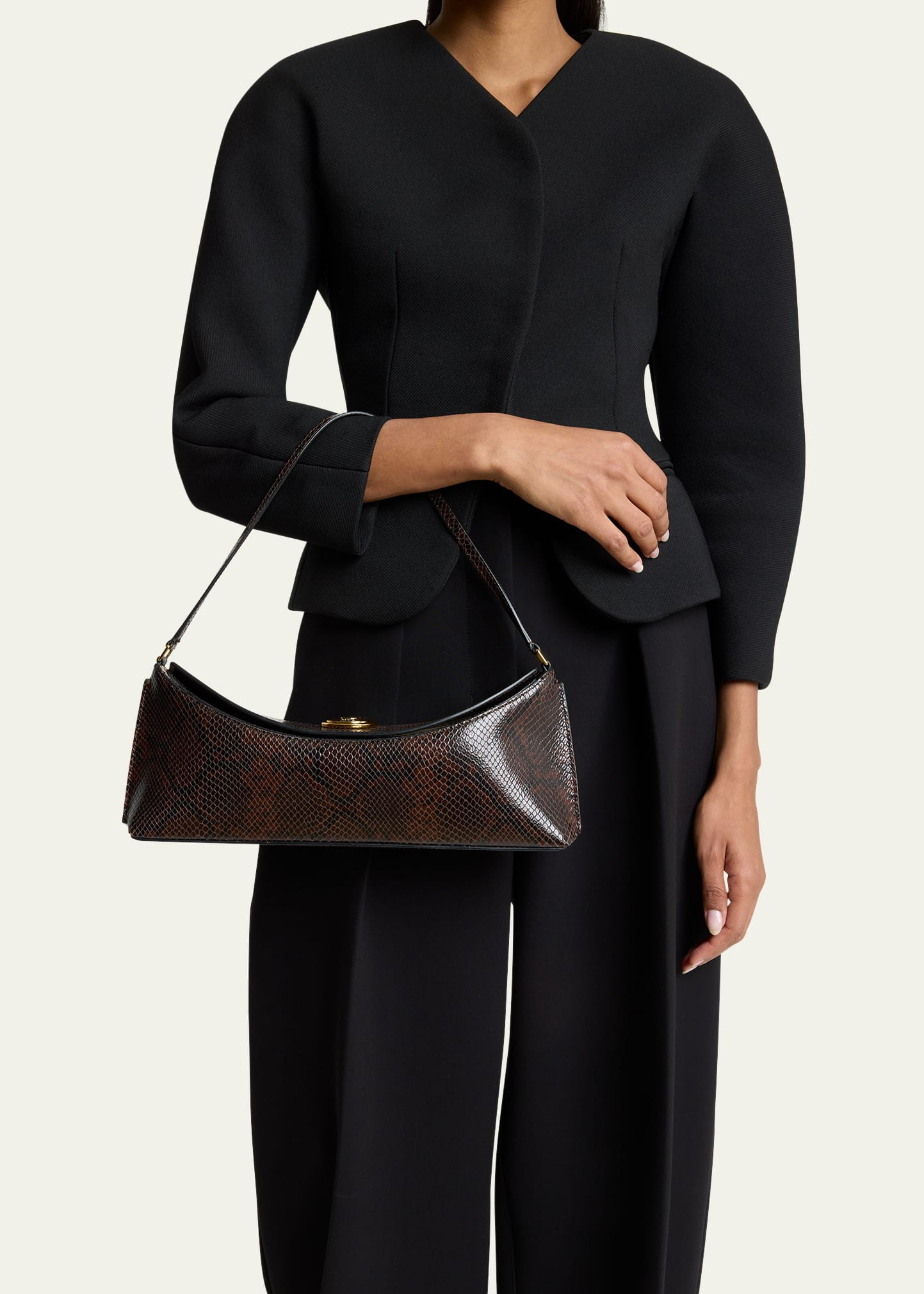 Le Calisso Snake-Embossed Leather Shoulder Bag - 2