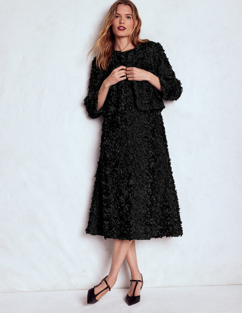 Petal Textured Cropped Jacket-Black, Petal Tulle 3