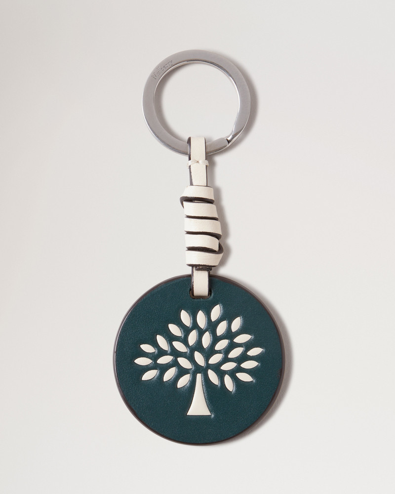Mulberry Tree Leather Keyring Mulberry Green & Eggshell High Gloss Leather 1