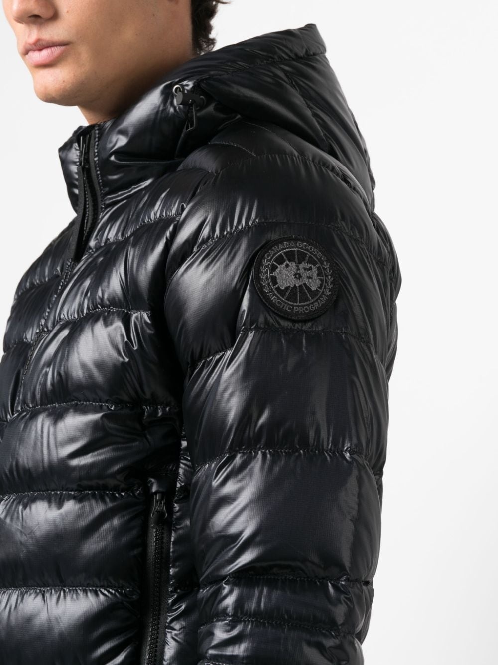 logo-patch hooded puffer jacket - 5