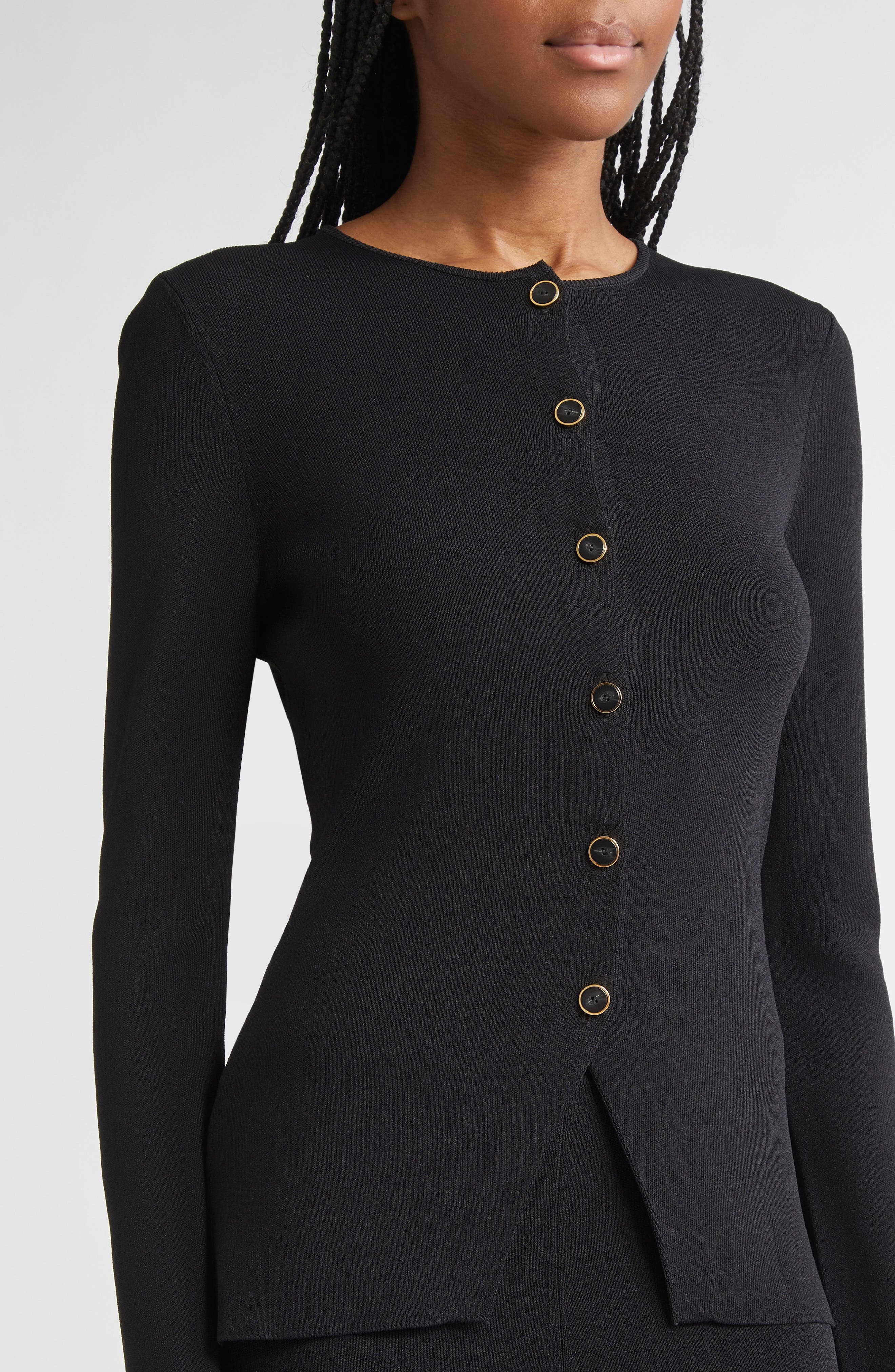 Altuzarra Lainey Cutaway Hem Cardigan in Black at Nordstrom - 5