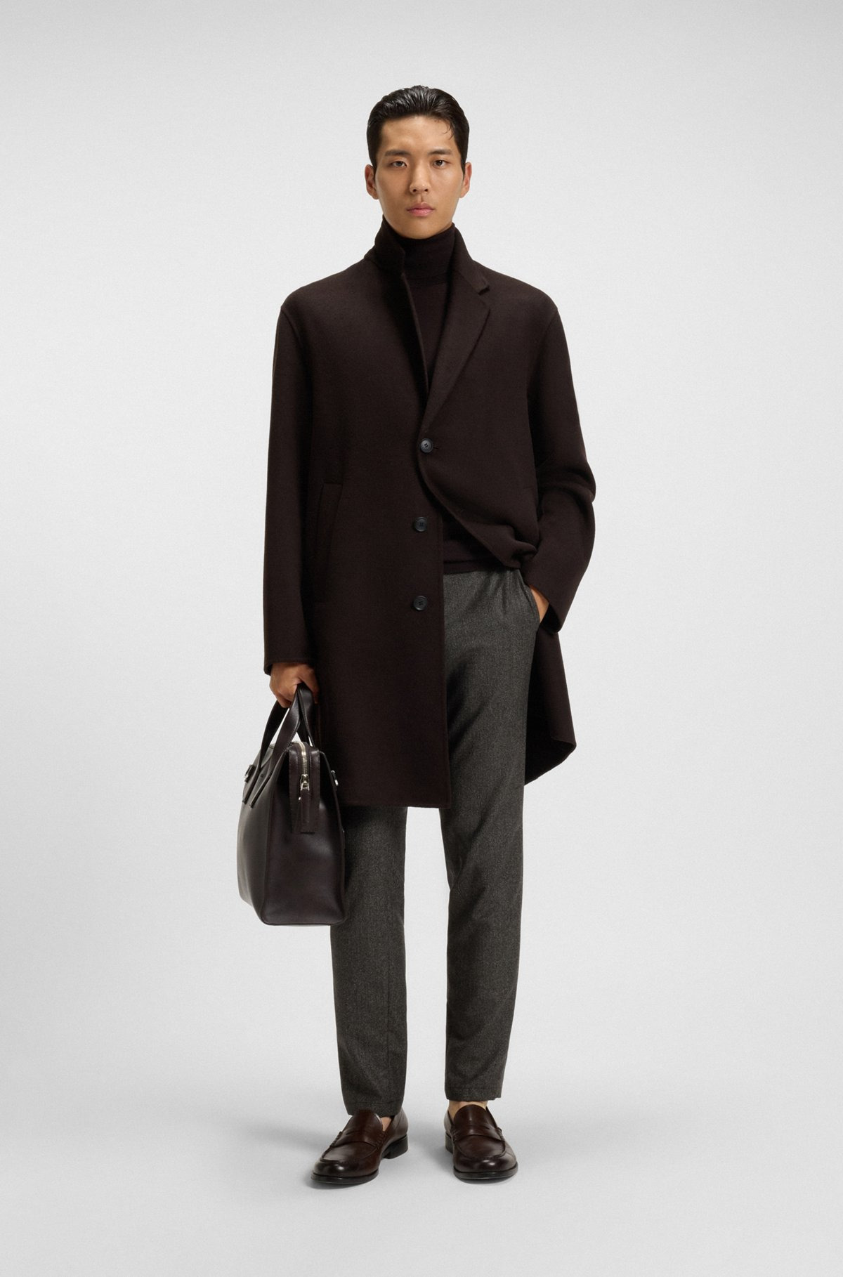 SLIM-FIT PANTS IN MICRO-PATTERNED VIRGIN WOOL - 3
