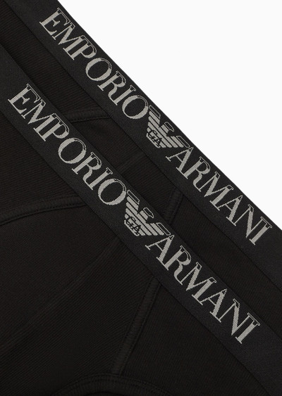 EMPORIO ARMANI Two-pack of ribbed cotton briefs with logo band outlook