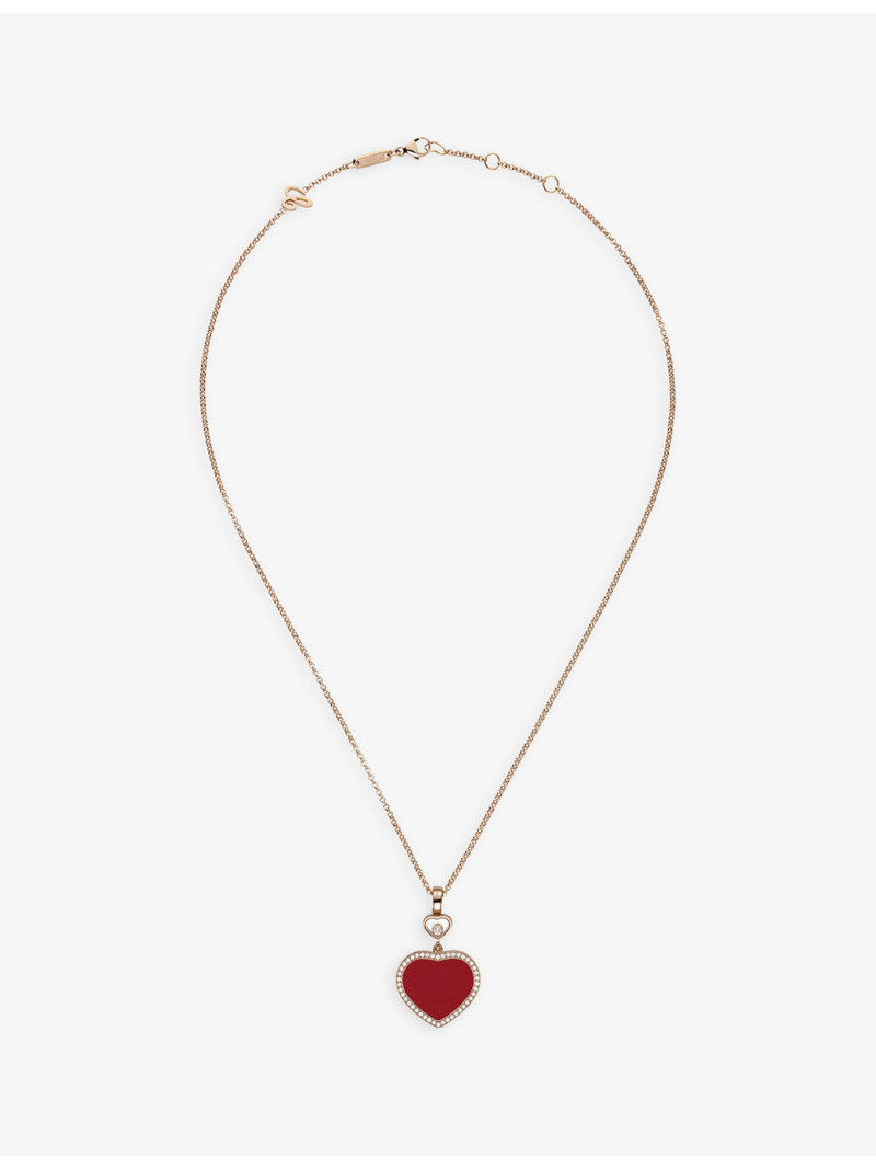 Chopard Happy Hearts 18ct rose-gold and 0.24ct diamond pendant necklace outlook