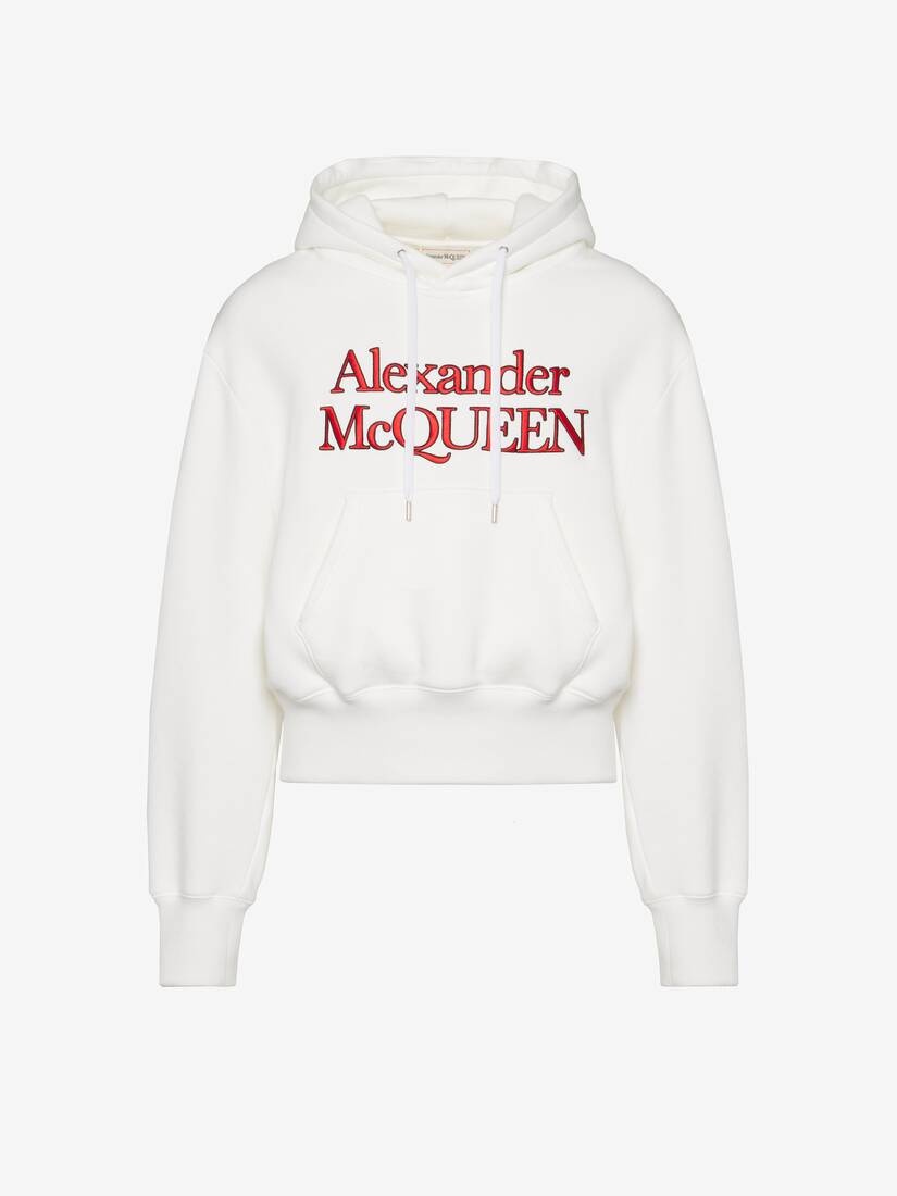 Men's Embroidered Logo Hooded Sweatshirt in Optic White - 2