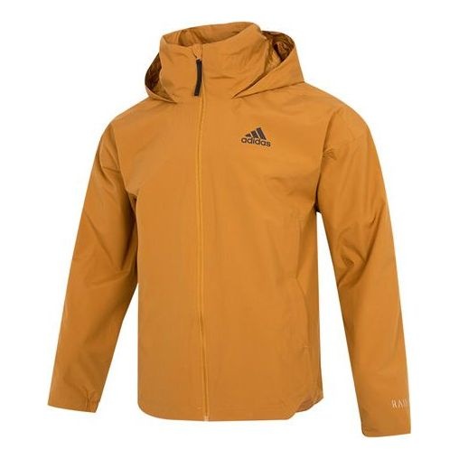 Men's adidas Traveer Rr J Athleisure Casual Sports Woven Logo Stripe Hooded Jacket Yellow HG6013 - 1