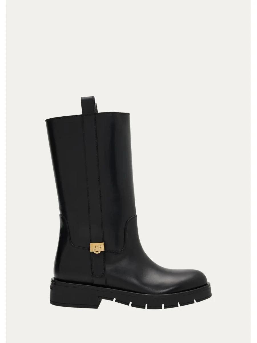 Nyves Leather Mid-Calf Boots - 1