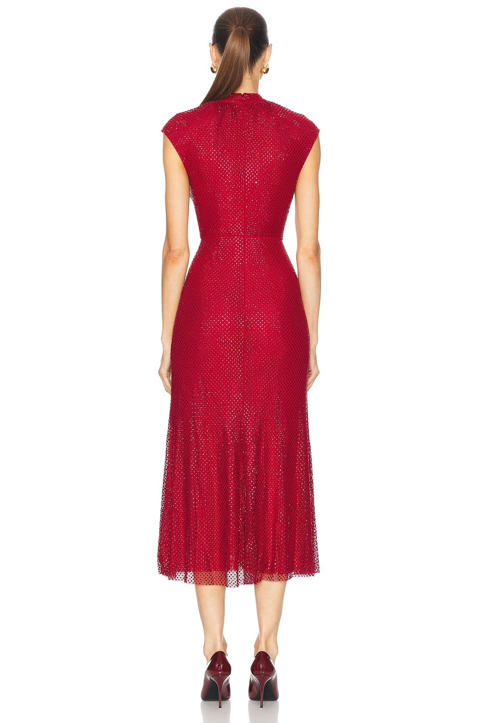 Rhinestone Fishnet Midi Dress - 3