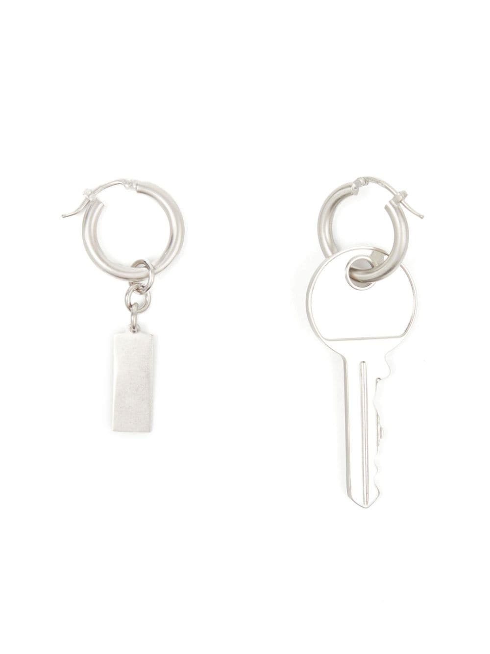 Tag and Key pendant hoop drop earrings - 2