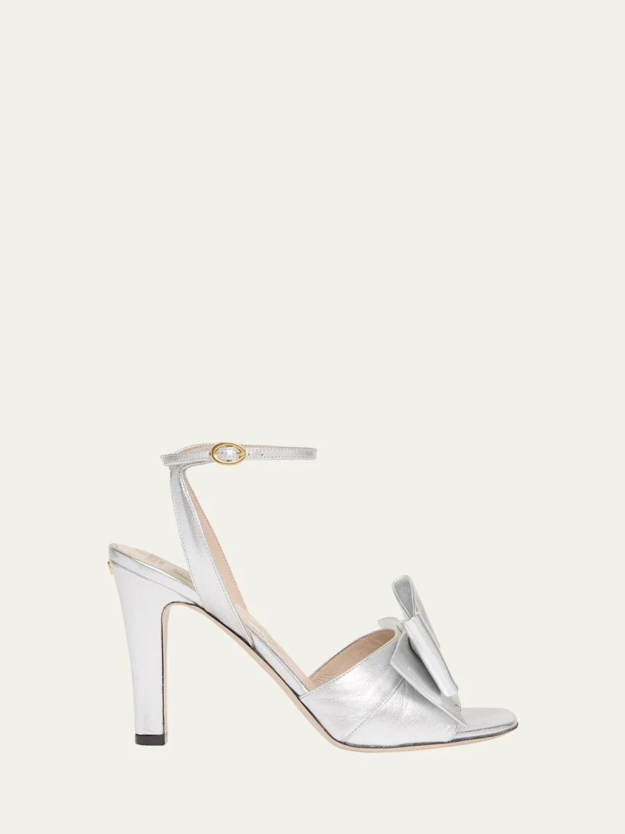 Bowow Metallic Bow Ankle-Strap Sandals - 1