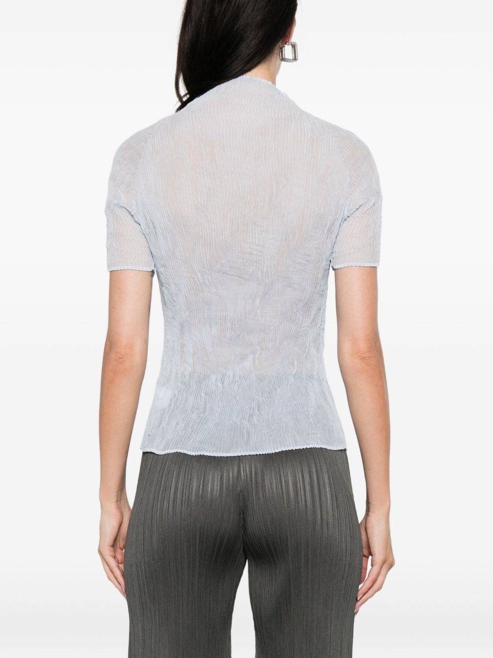 pleated high-neck blouse - 4