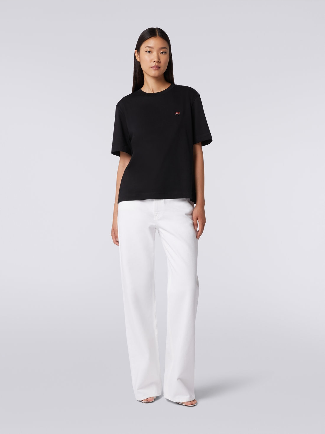 Crew-neck cotton T-shirt with embroidery and logo - 2