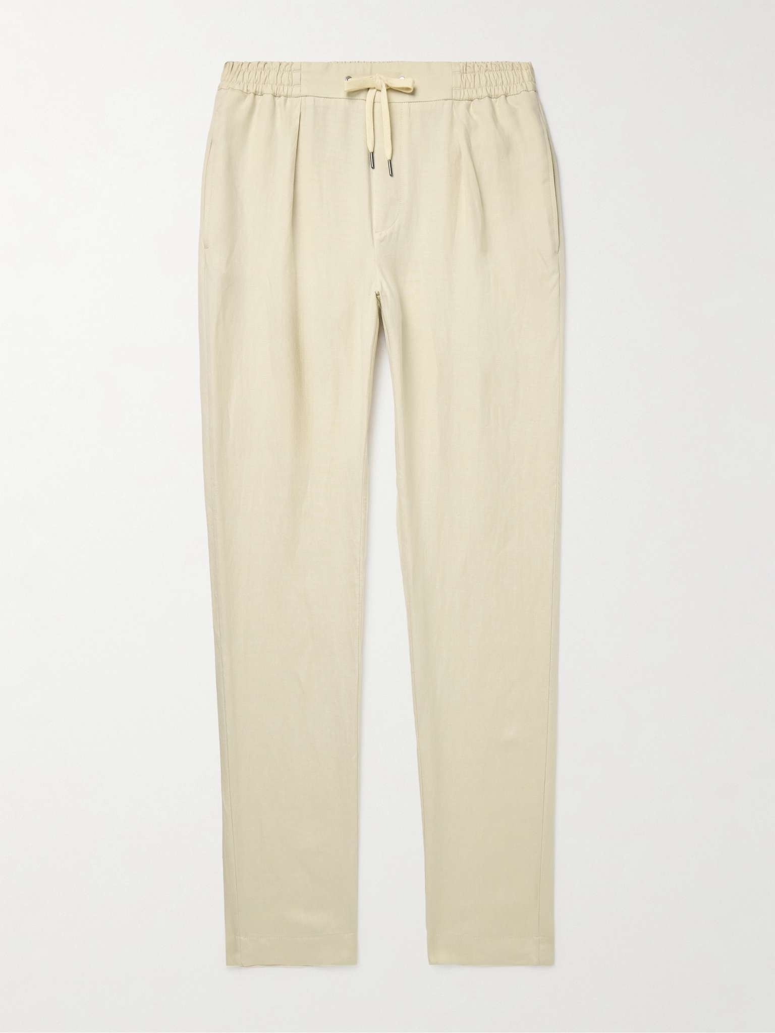 Dorset Slim-Fit Pleated Silk and Linen-Blend Drawstring Trousers - 1