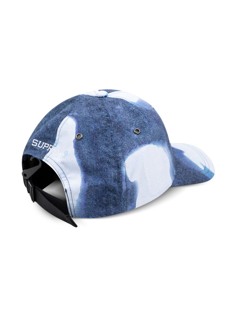 Supreme x TNF bleached denim print 6-panel cap outlook