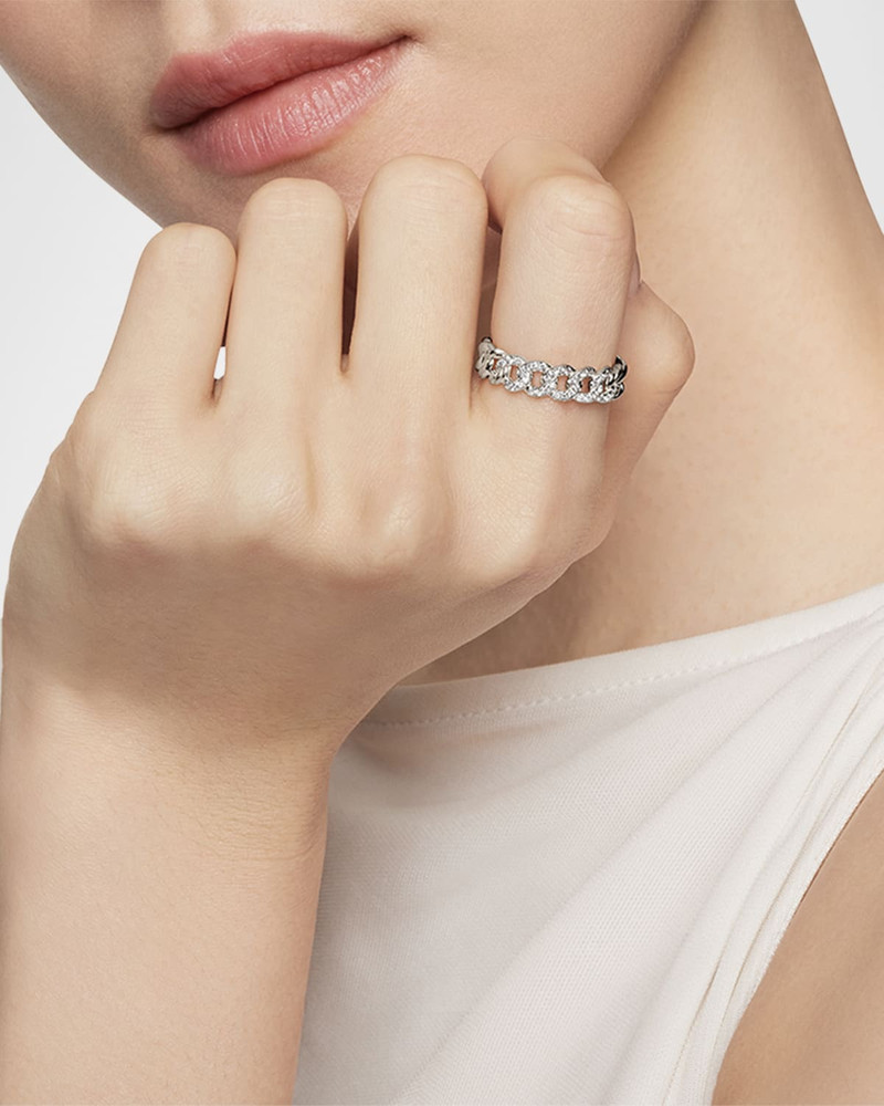 DAVID YURMAN Belmont Curb Link Band Ring with Diamonds in Silver outlook