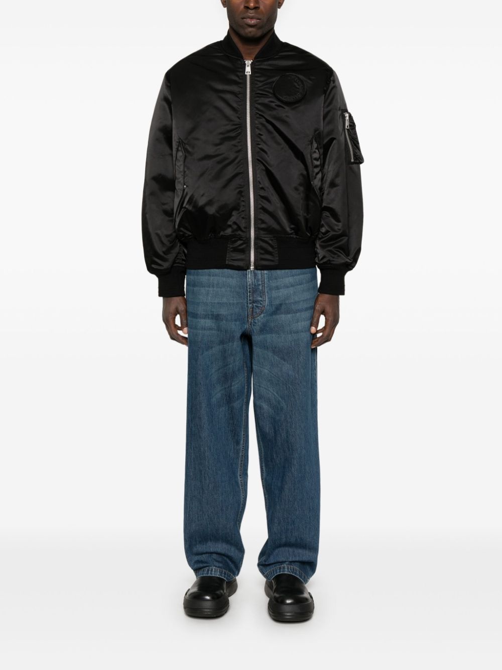 logo-patch bomber jacket - 3