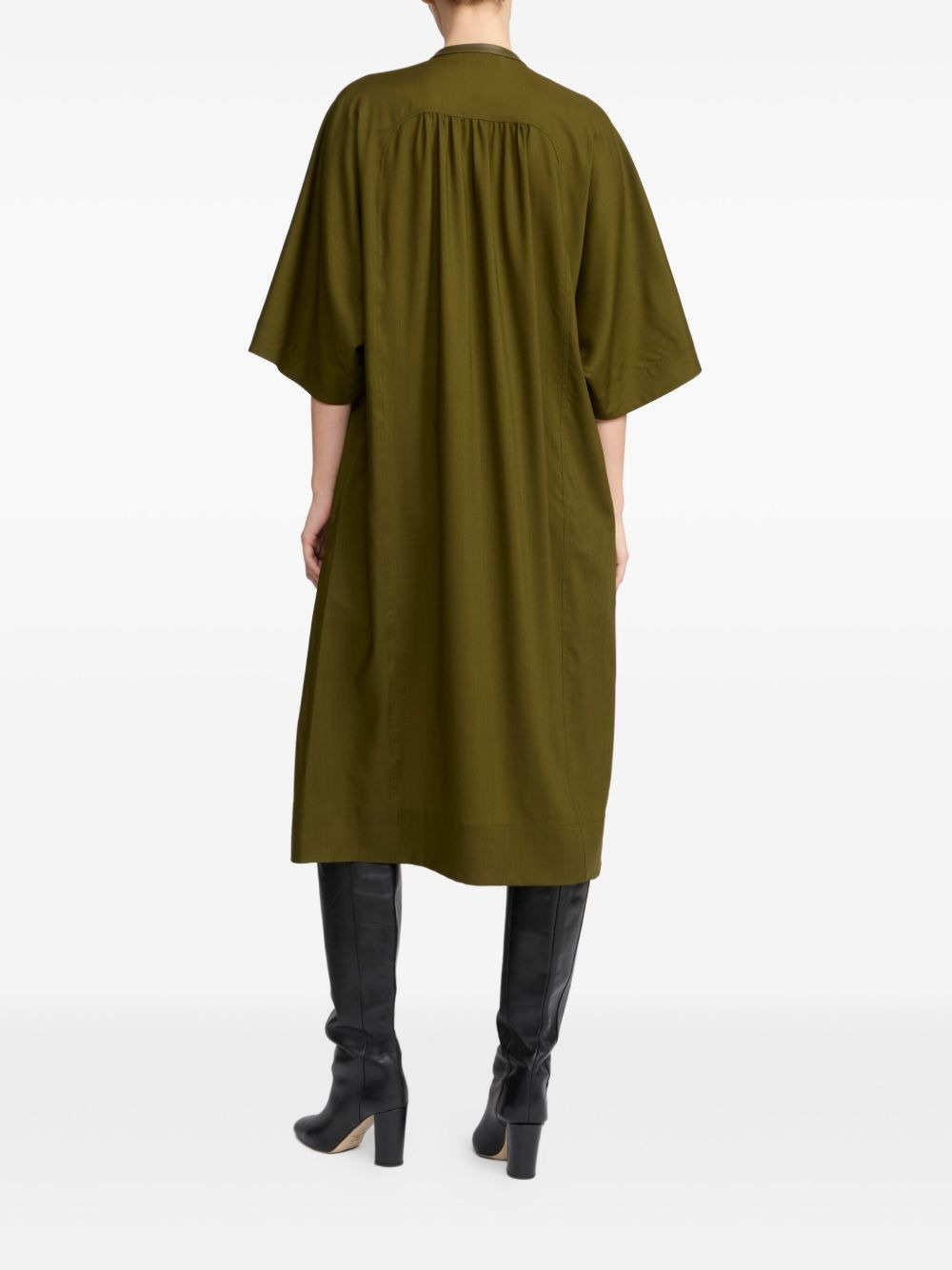 leather-trim midi dress - 3