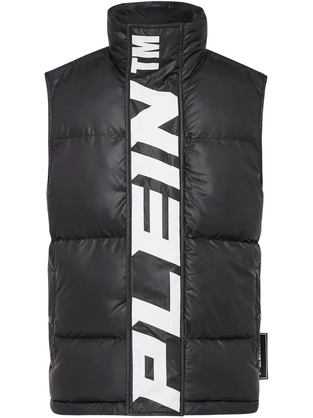 padded high-neck logo gilet - 1