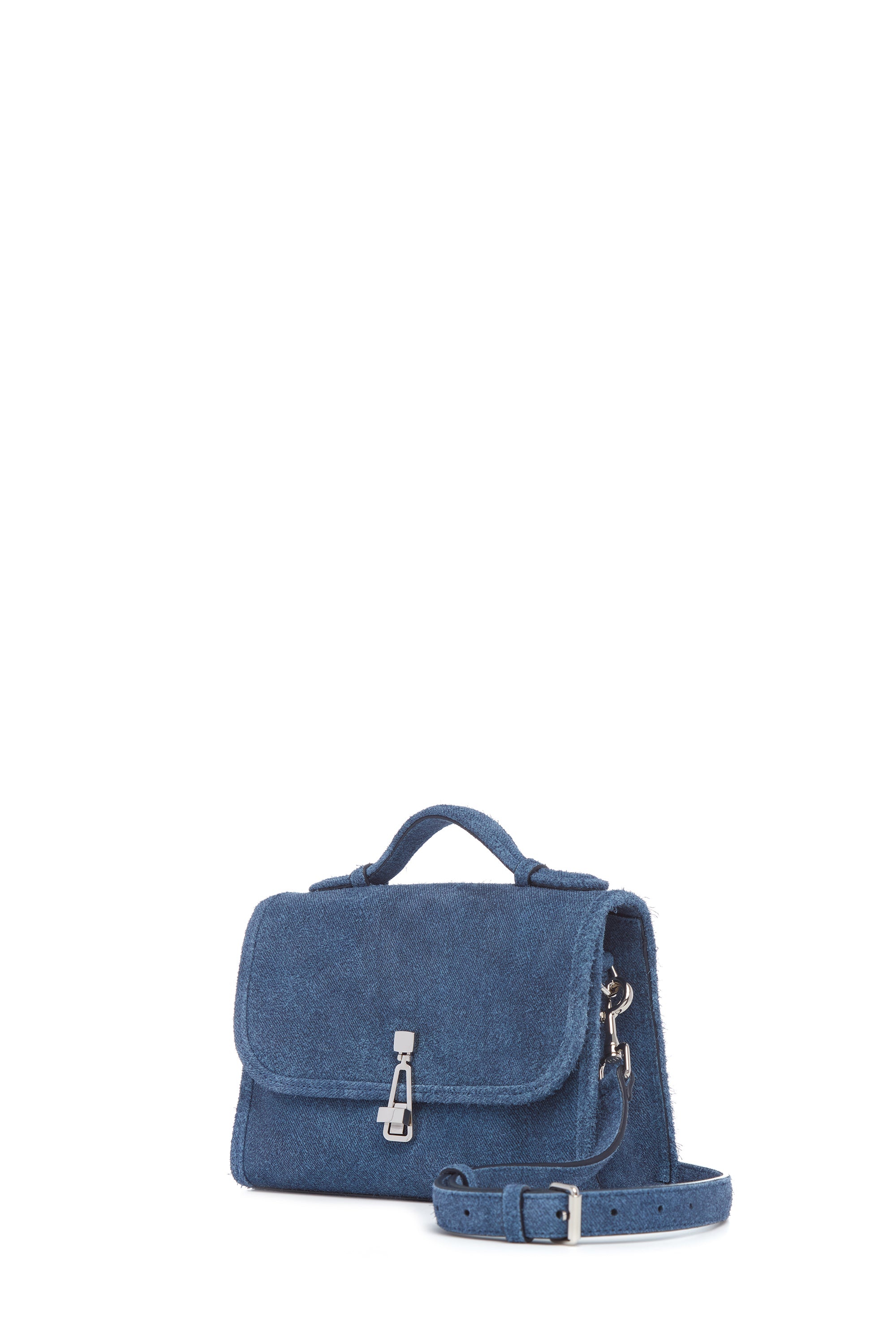 Small Leonora in Medium Blue Suede Denim - 2