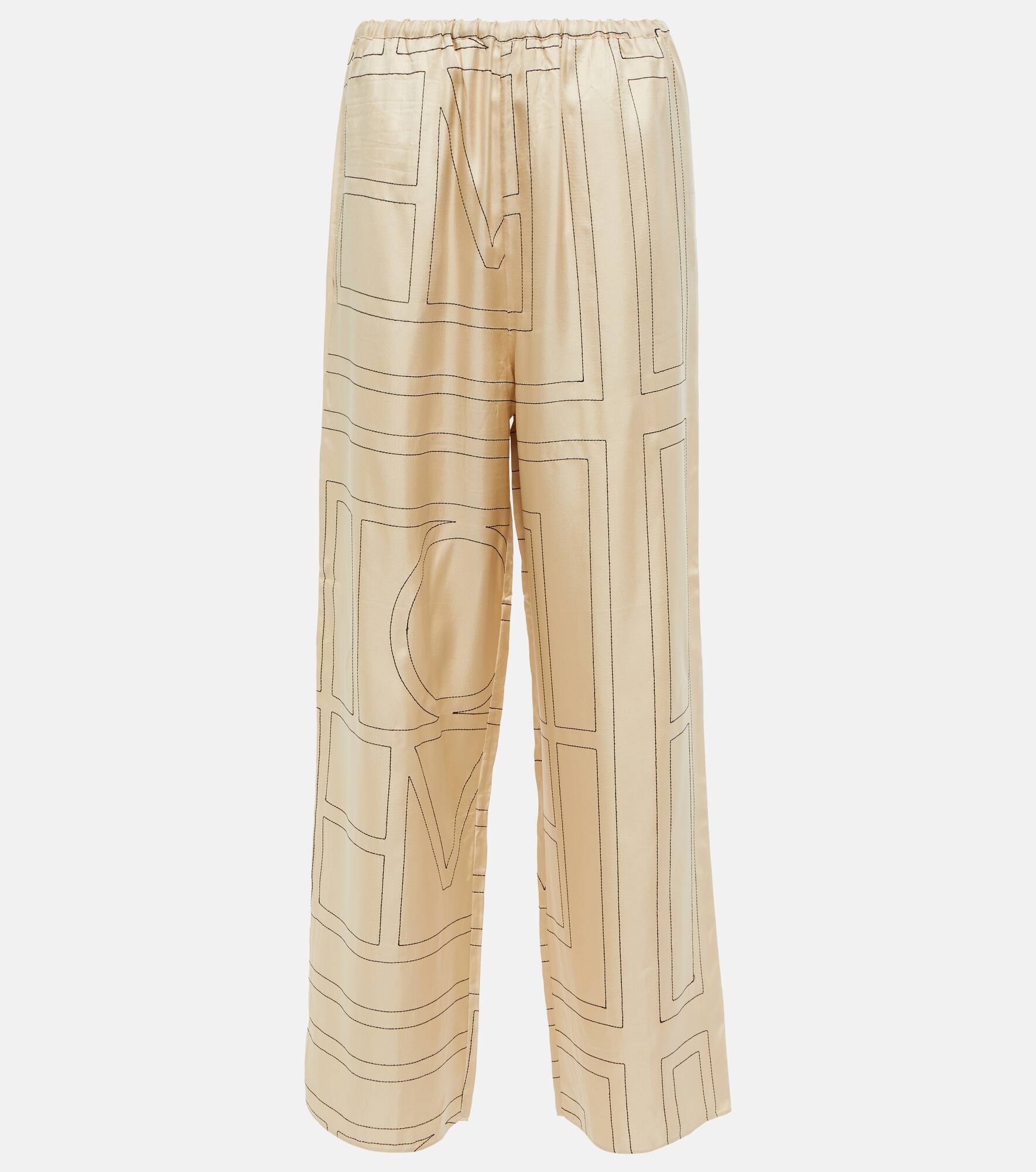 Logo mid-rise silk pants - 1