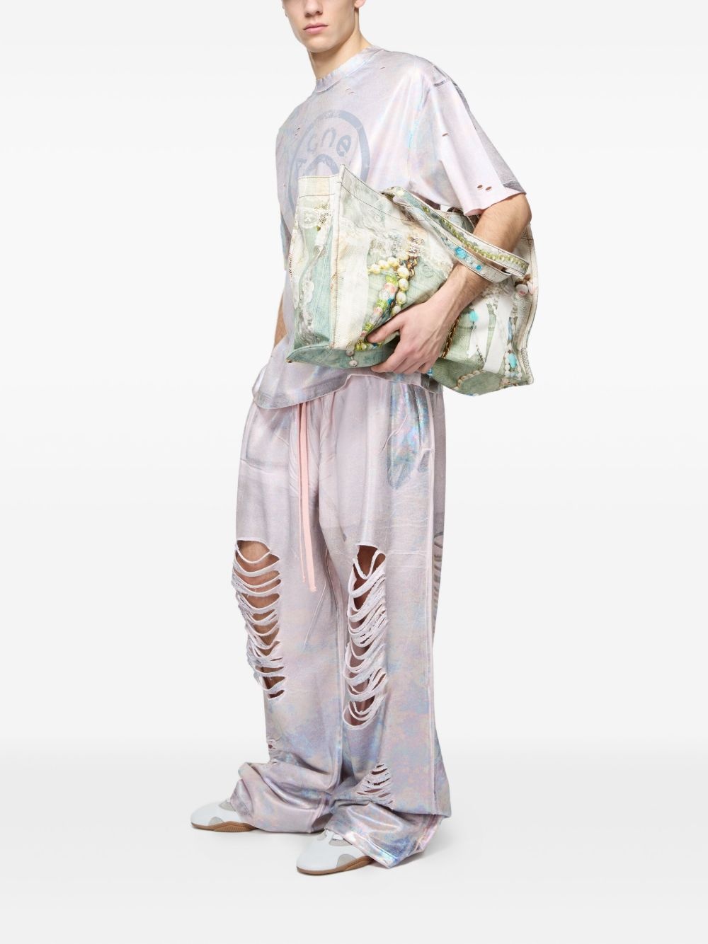 lace-trimmed printed tote bag - 2