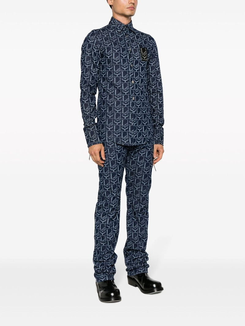 monogram-print logo-patch shirt 4