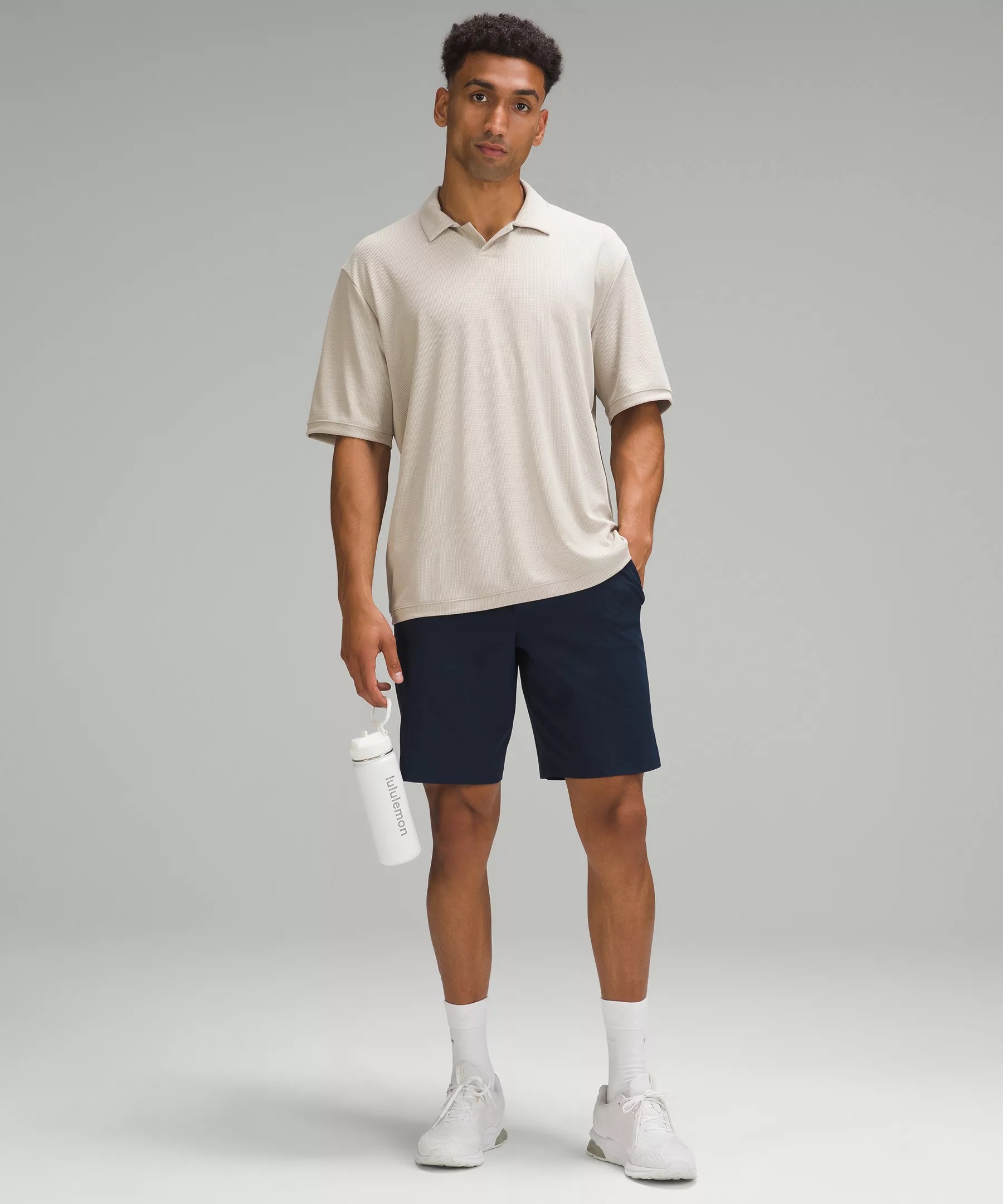 Textured Mesh Short-Sleeve Polo Shirt - 2