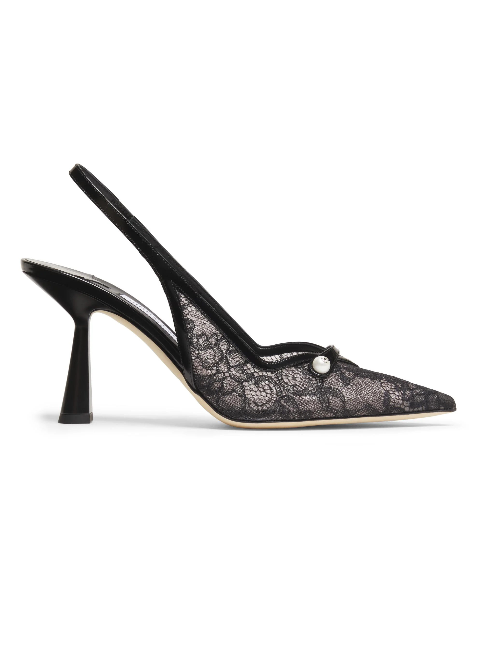 Women's Amita 85MM Lace Slingback Pumps - Black - 1