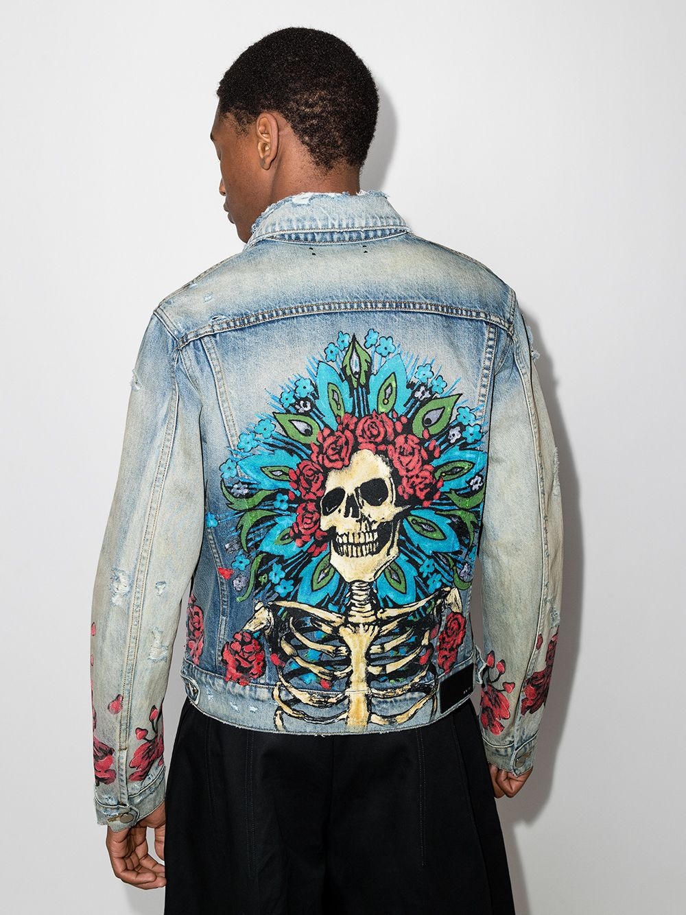 graphic print denim jacket - 3