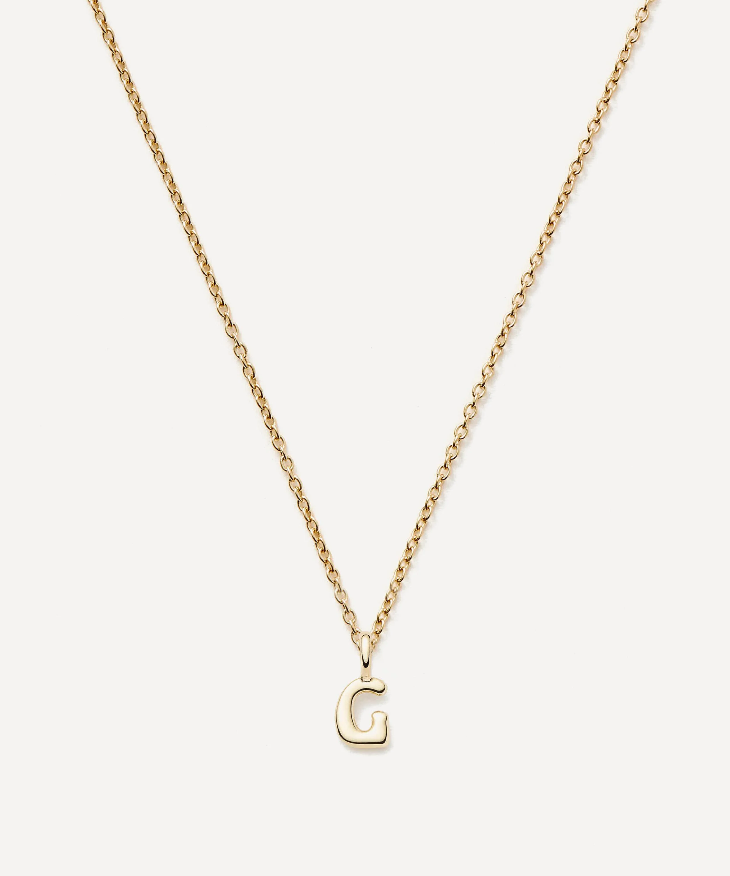 14ct Gold Fine Initial Mini G Pendant Necklace - 1