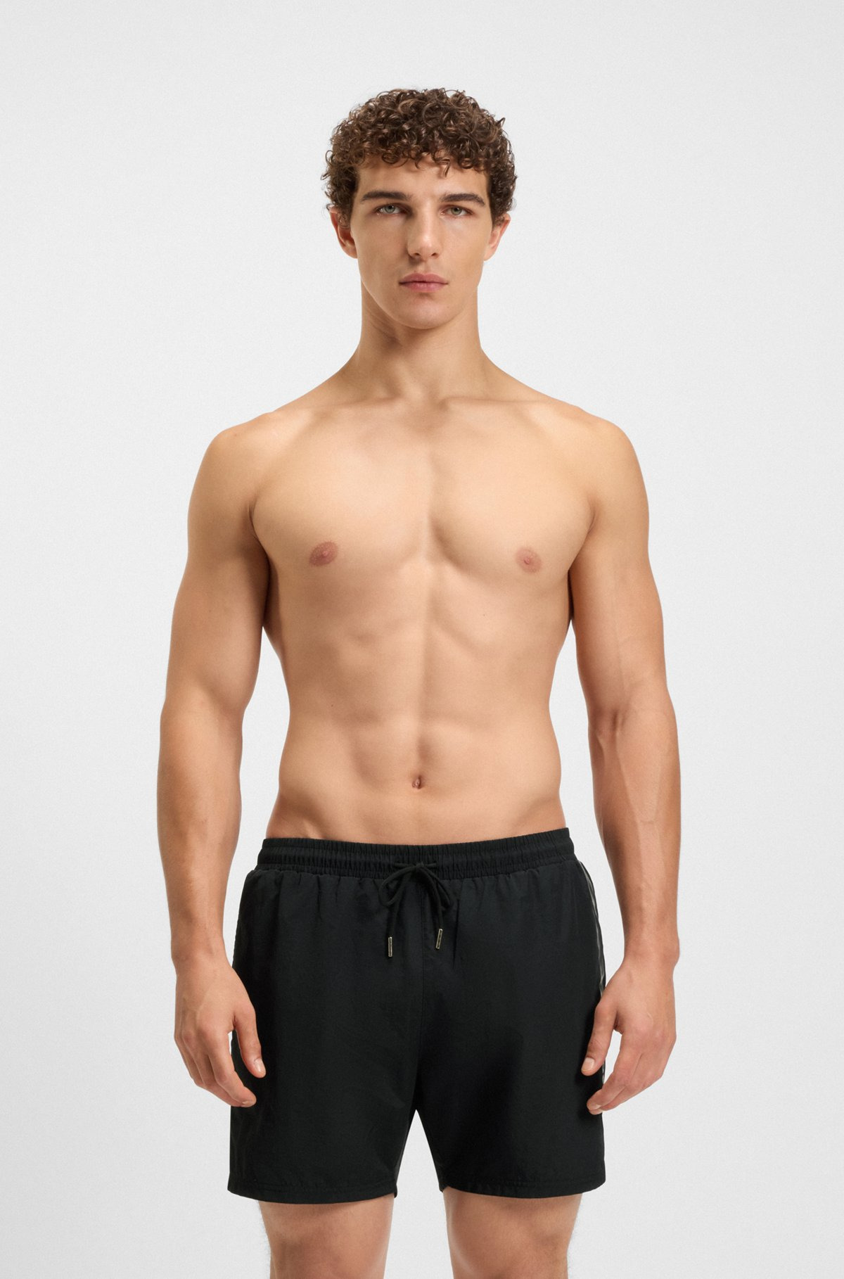 SWIM SHORTS WITH FOIL-PRINTED LOGO AND STRIPE - 2