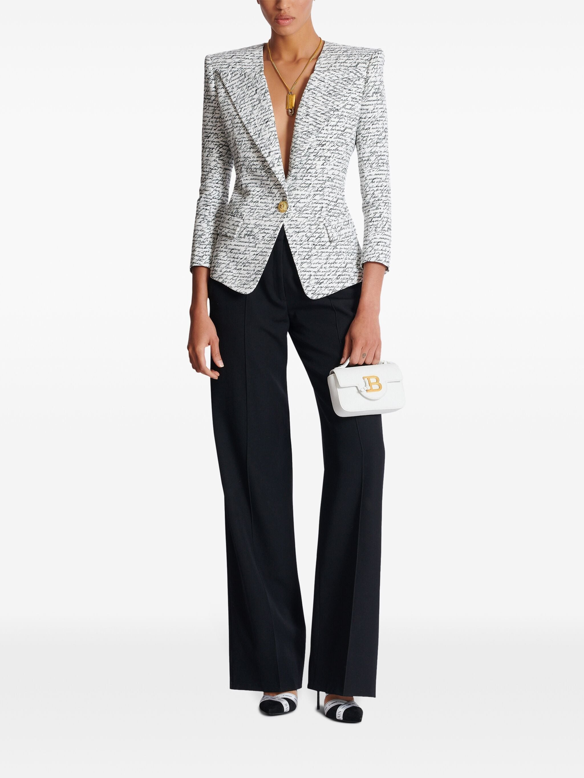 Balmain Women 1 Btn Love Letter Print Tailored Jacket - 5