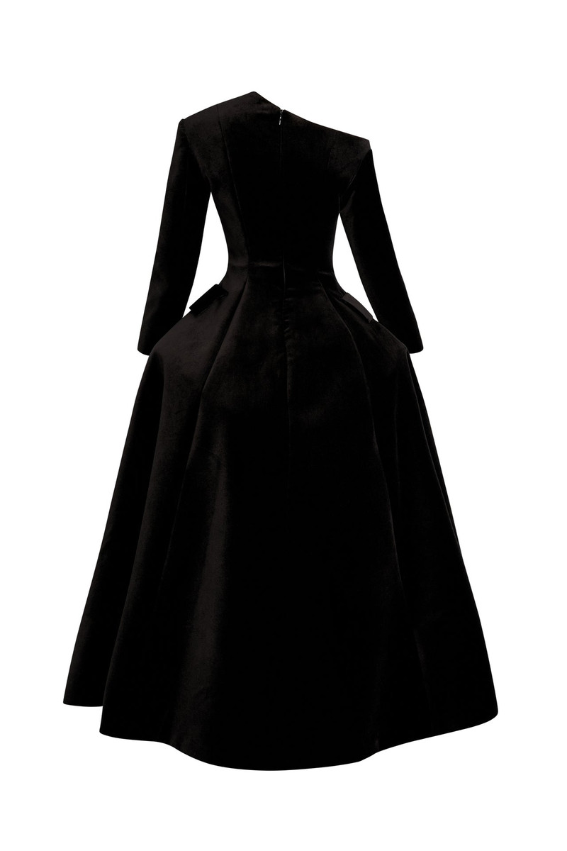 OFF SHOULDER BASQUE DRESS BLACK 3